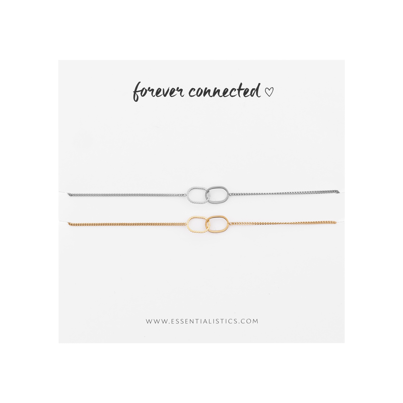 Bracelet set share - forever connected - ovals - silver and gold