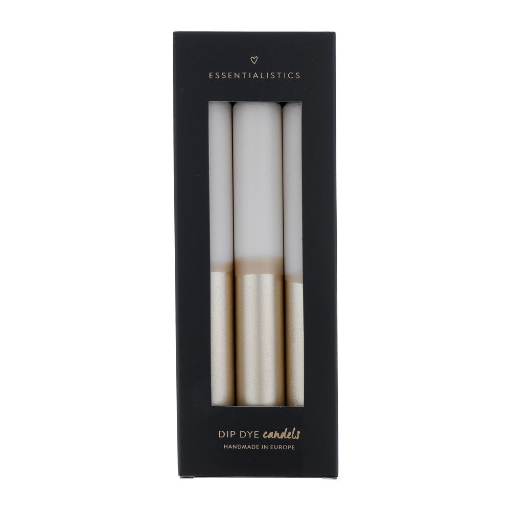 Dip dye dinner candle 3 pieces beige champagne
