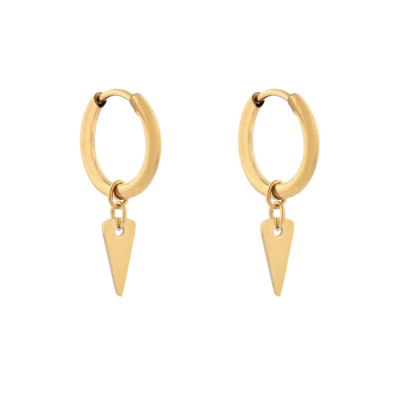 Earrings small with pendant triangle large gold
