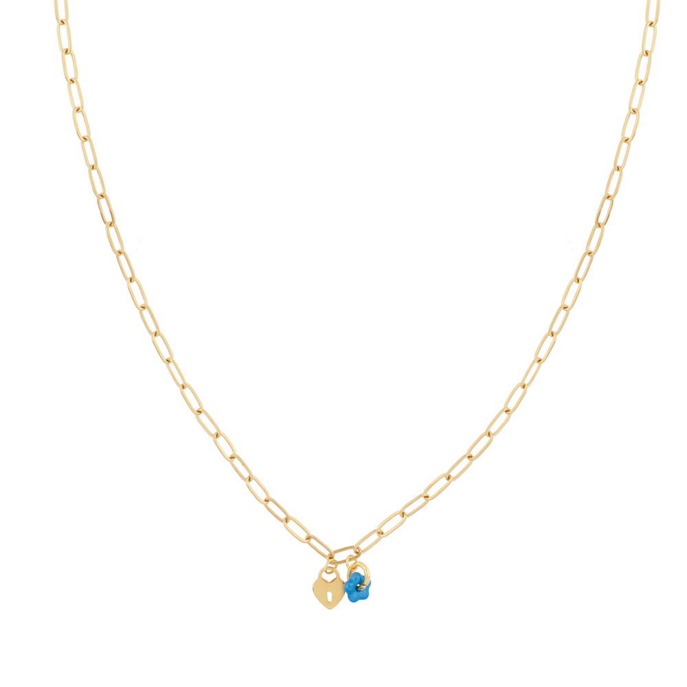 Ketting minimalistisch flower lock blauw