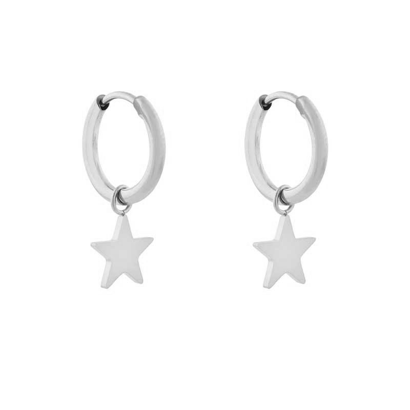 Earrings small with pendant star large silver