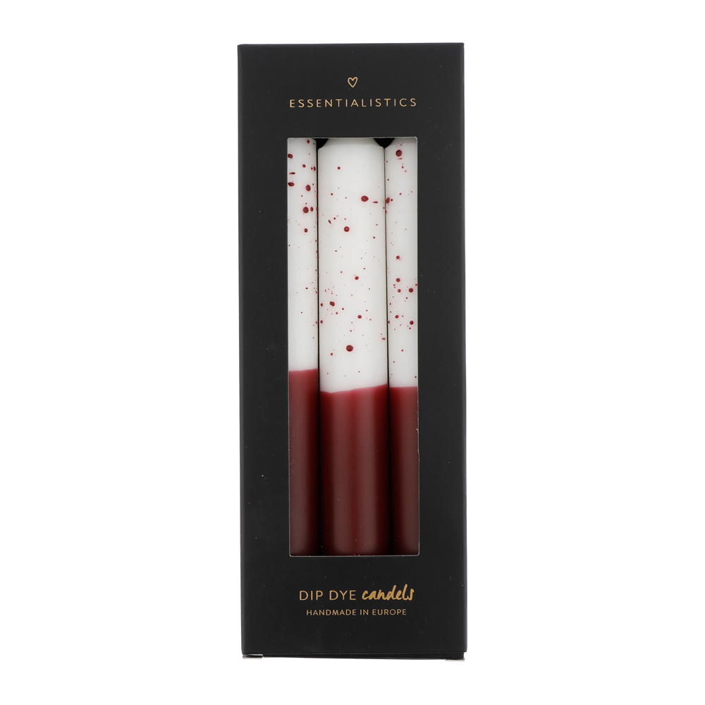 Dip dye confetti dinner candle 3 pieces white dark red