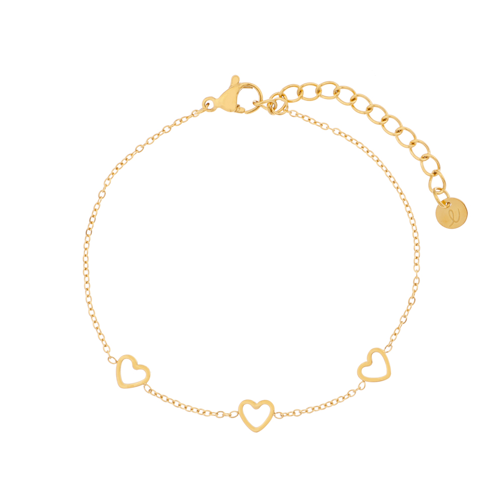 Bracelet 3 open hearts gold