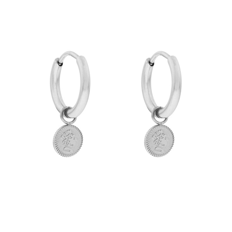 Earrings small with pendant coin king silver