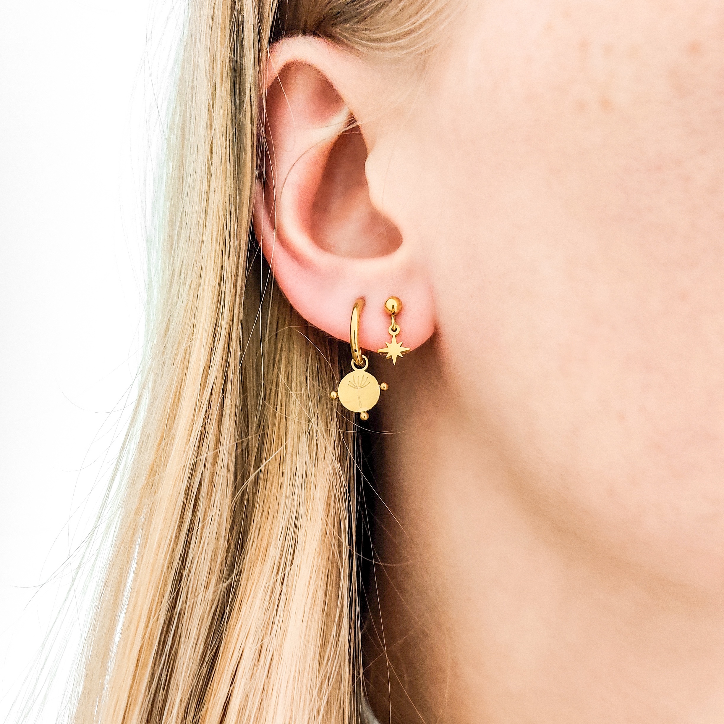 Stud earrings with charm northstar