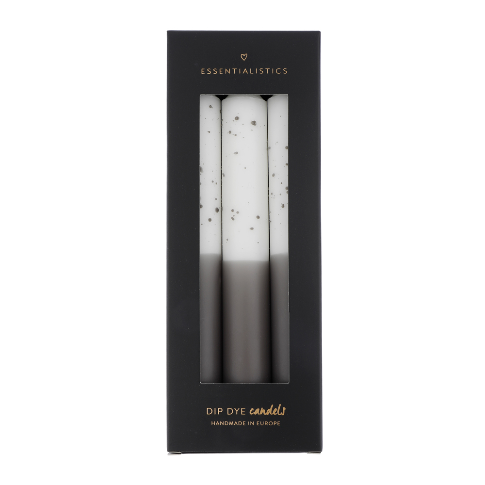 Dip dye confetti dinerkaars 3 stuks wit/grijs Dip dye confetti dinerkaars 3 stuks wit/grijs