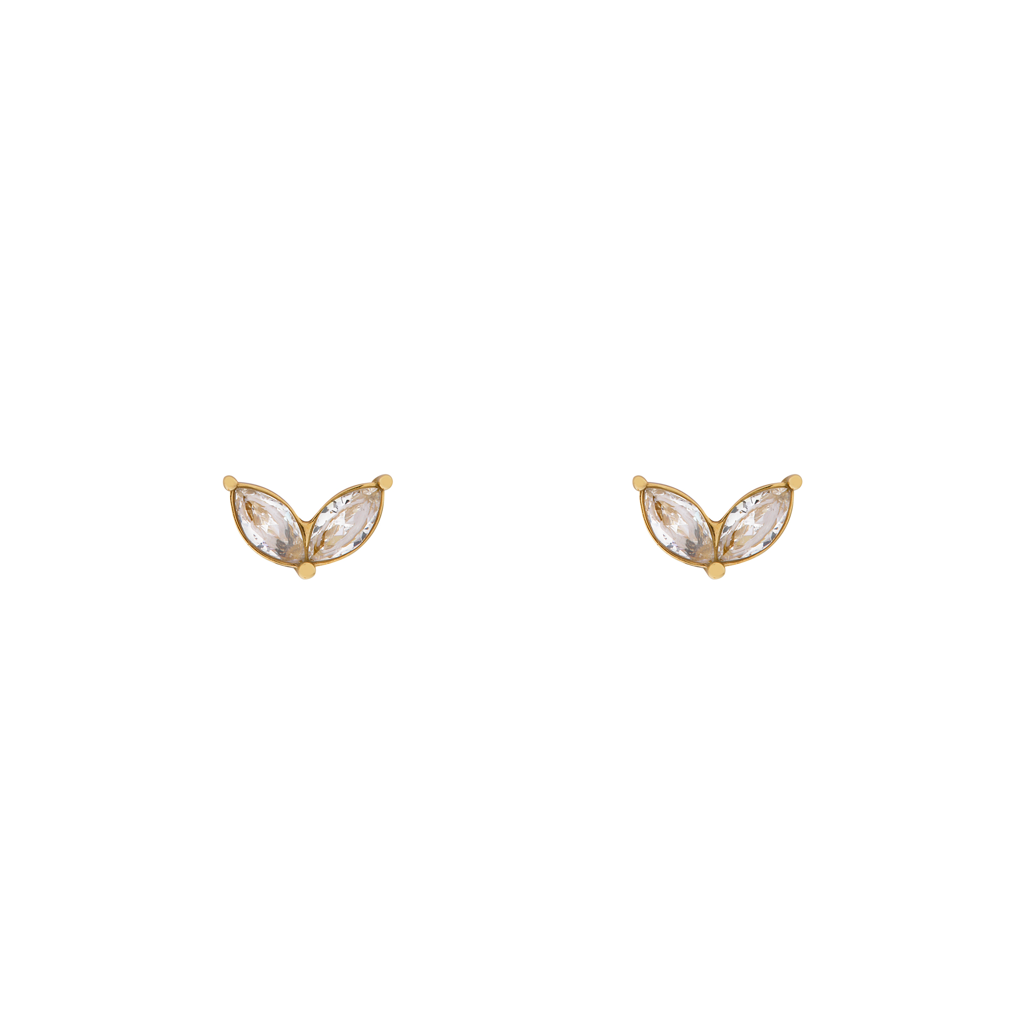 Stud earrings stones wing gold