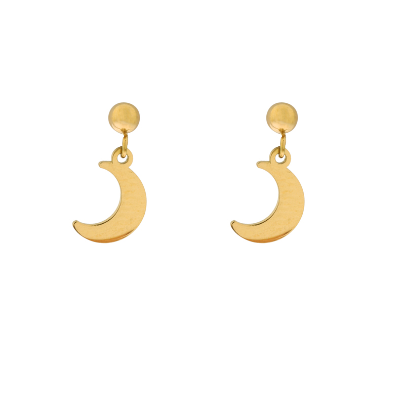 Stud earrings with charm moon gold