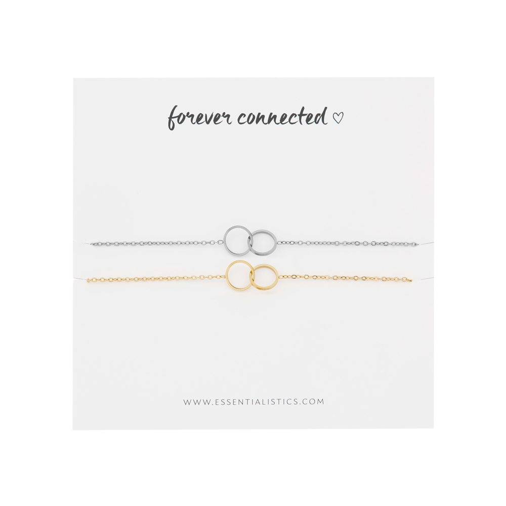 Bracelet set share - forever connected - rounds - silver and gold