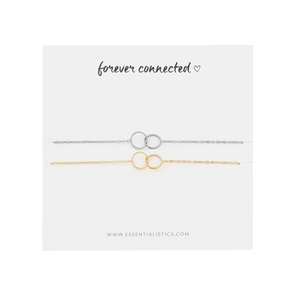 Armband set om te delen - Forever connected - rondjes - zilver en goud Armband set om te delen - Forever connected - rondjes - zilver en goud