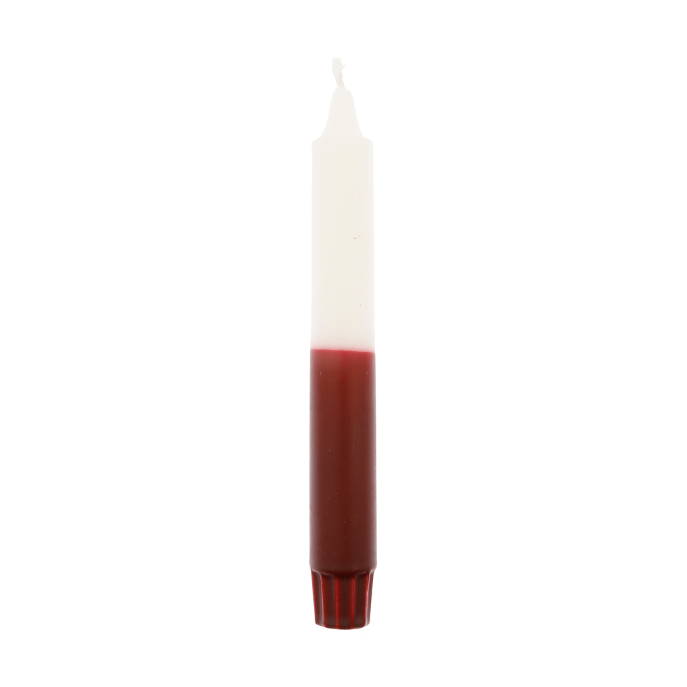Dip dye dinner candle 3 pieces white/dark red