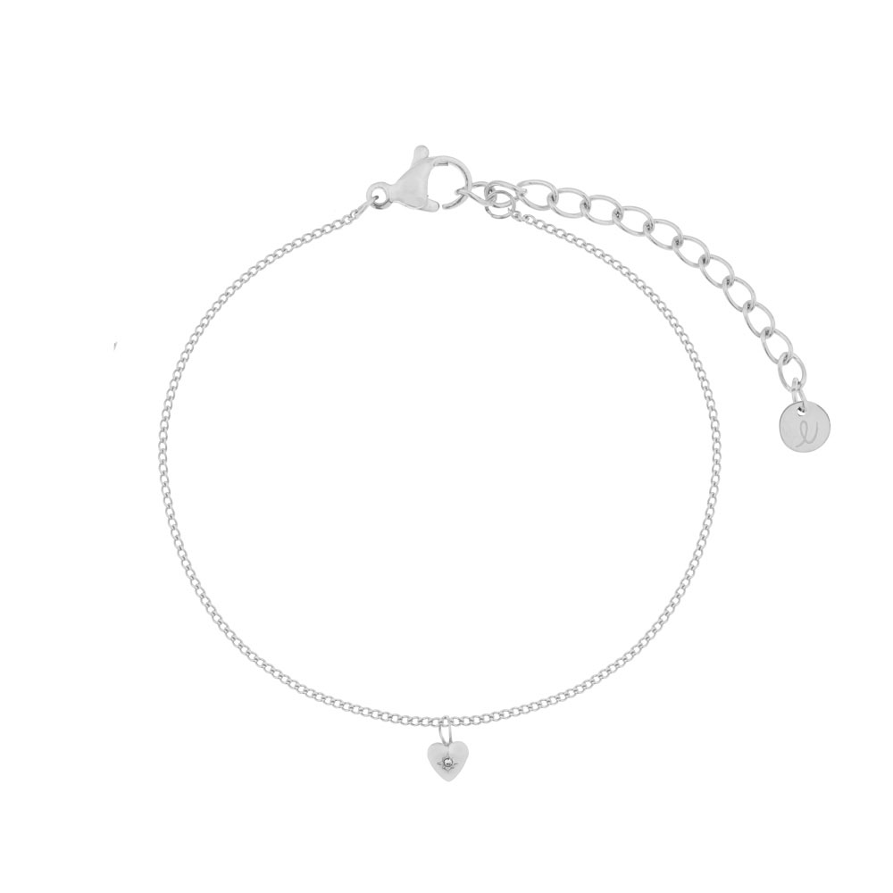 Bracelet charm heart with stone
