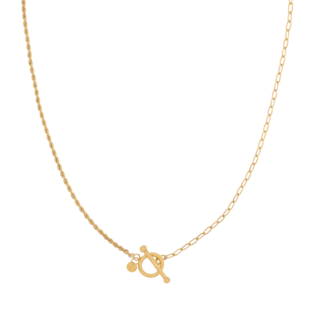 Ketting twee kettingen gedraaid en schakels goud Ketting twee kettingen gedraaid en schakels goud