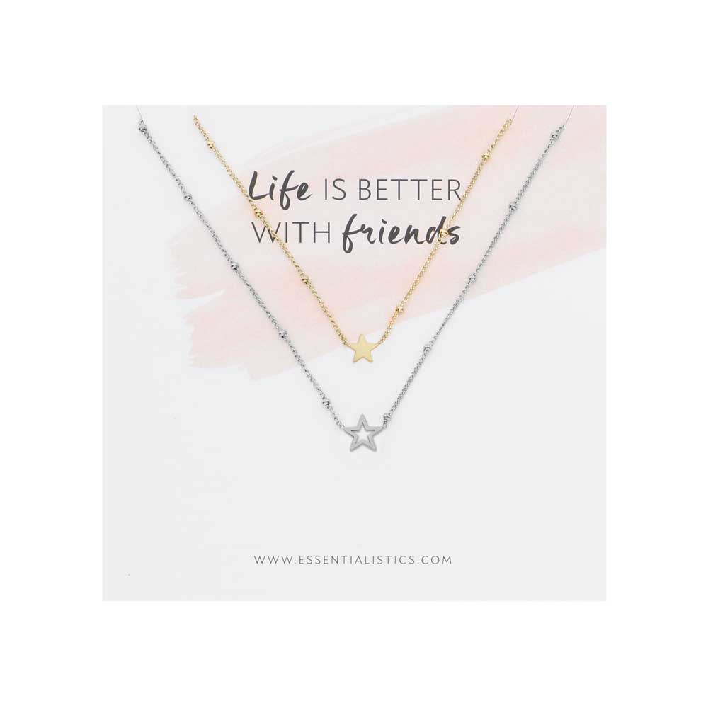 Necklace set share - friends - stars - gold and silver