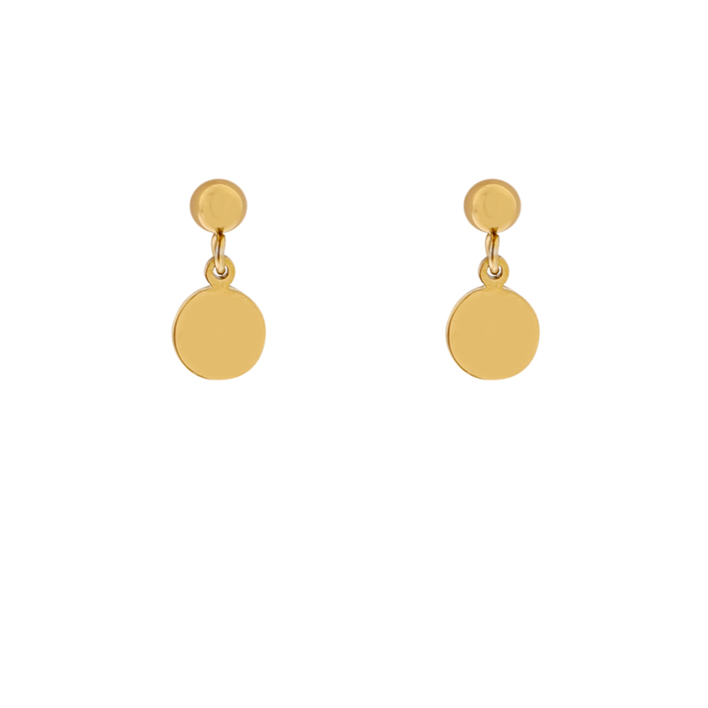Stud earrings with charm coin gold