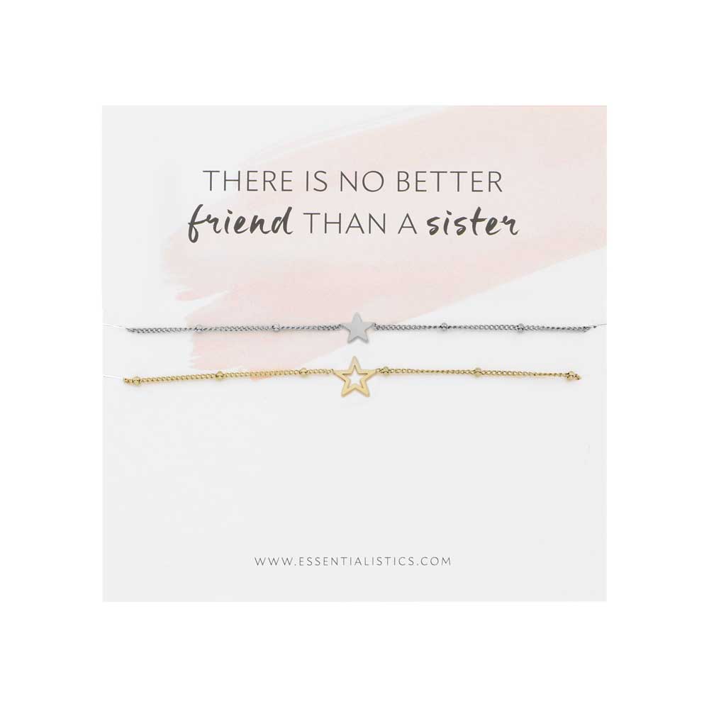 Bracelet set share - sisters - stars - silver and gold