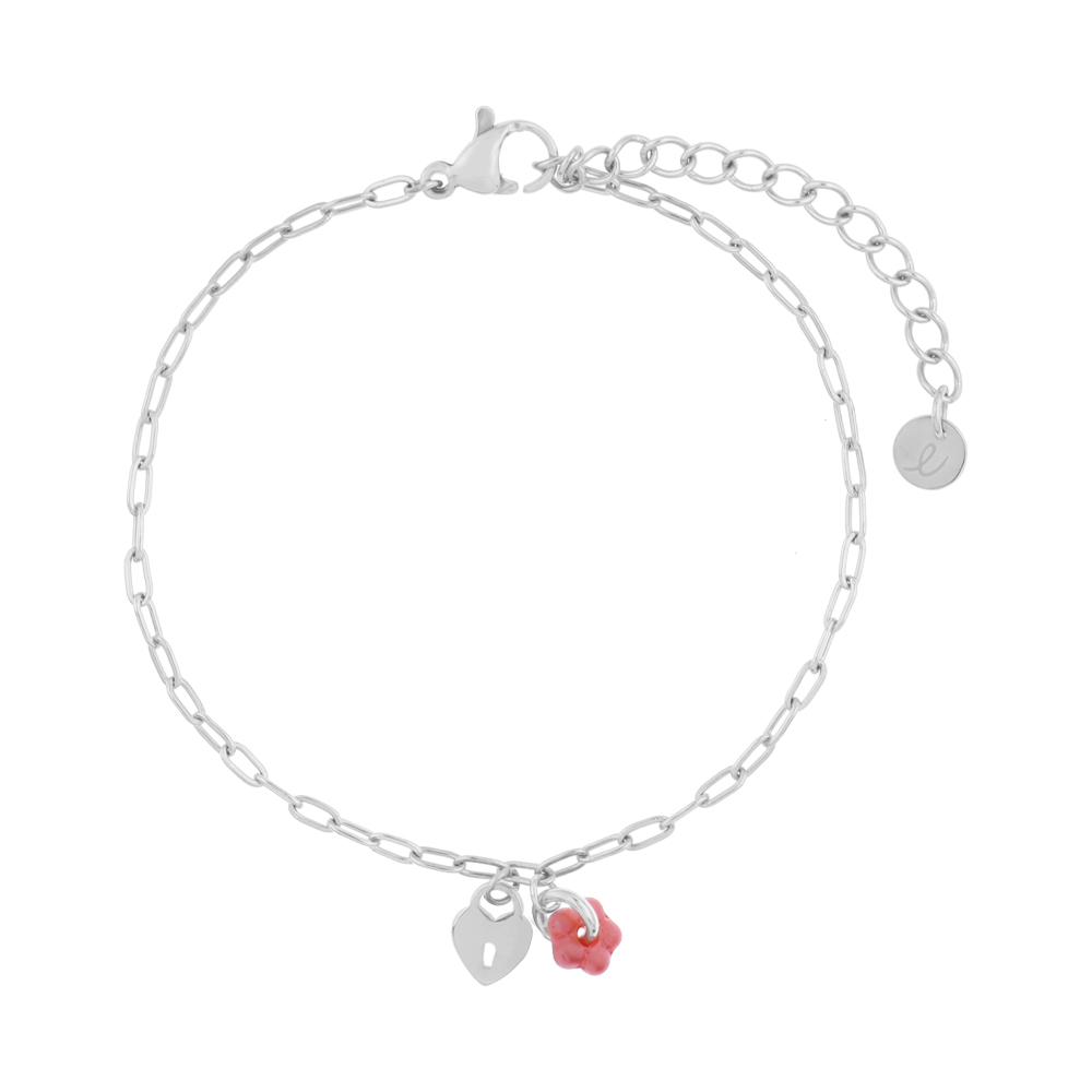 Armband minimalistisch flower lock roze