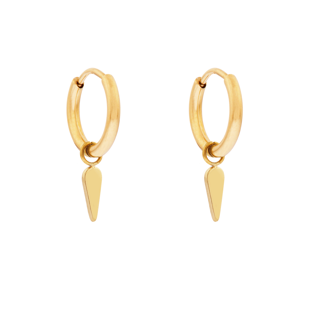 Earrings small with pendant triangle gold