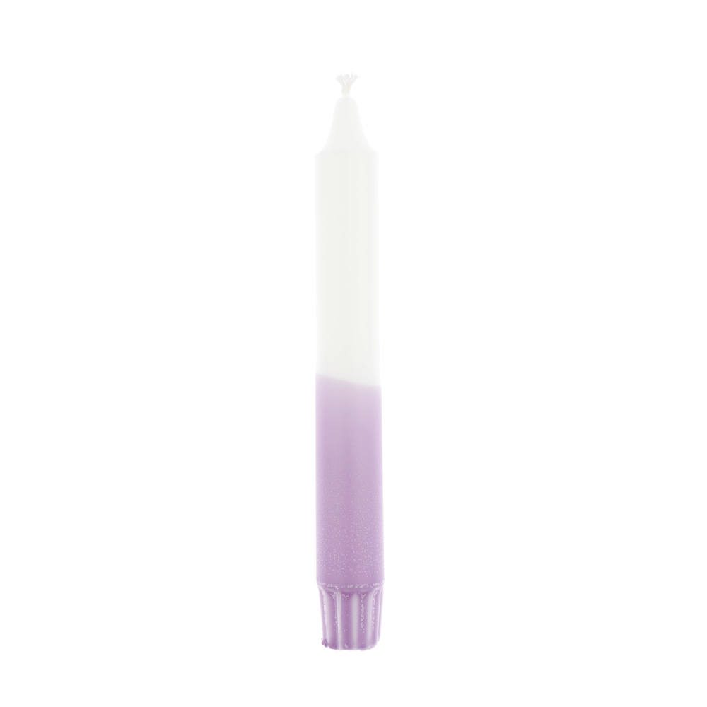 Dip dye dinner candle white lilac