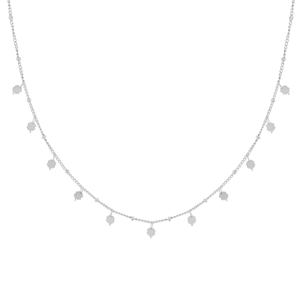 Ketting vol met klavertjes zilver