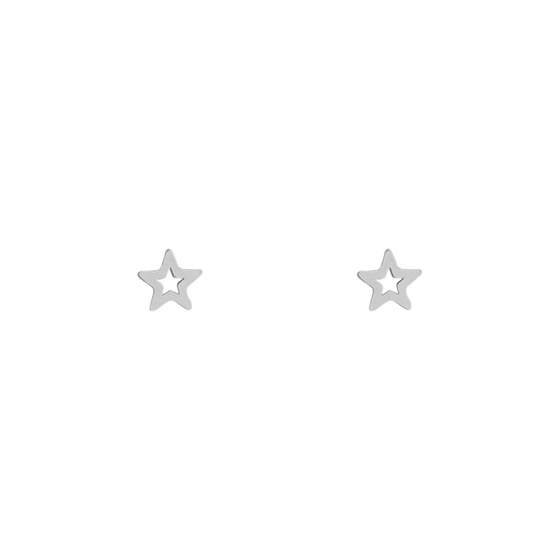 Stud earrings open star silver