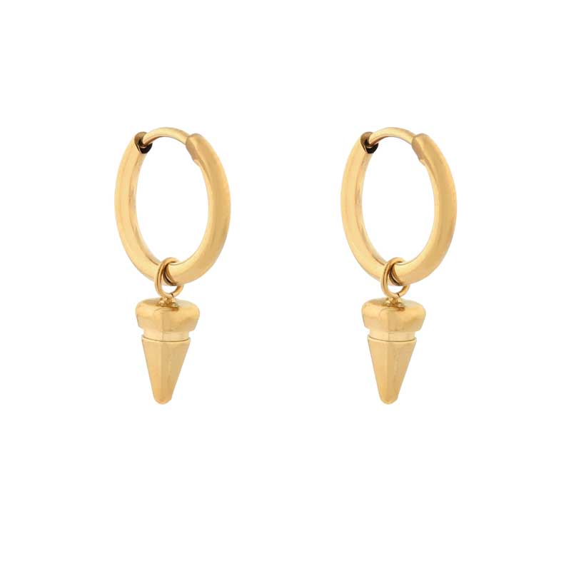 Earrings small with pendant horn bar gold