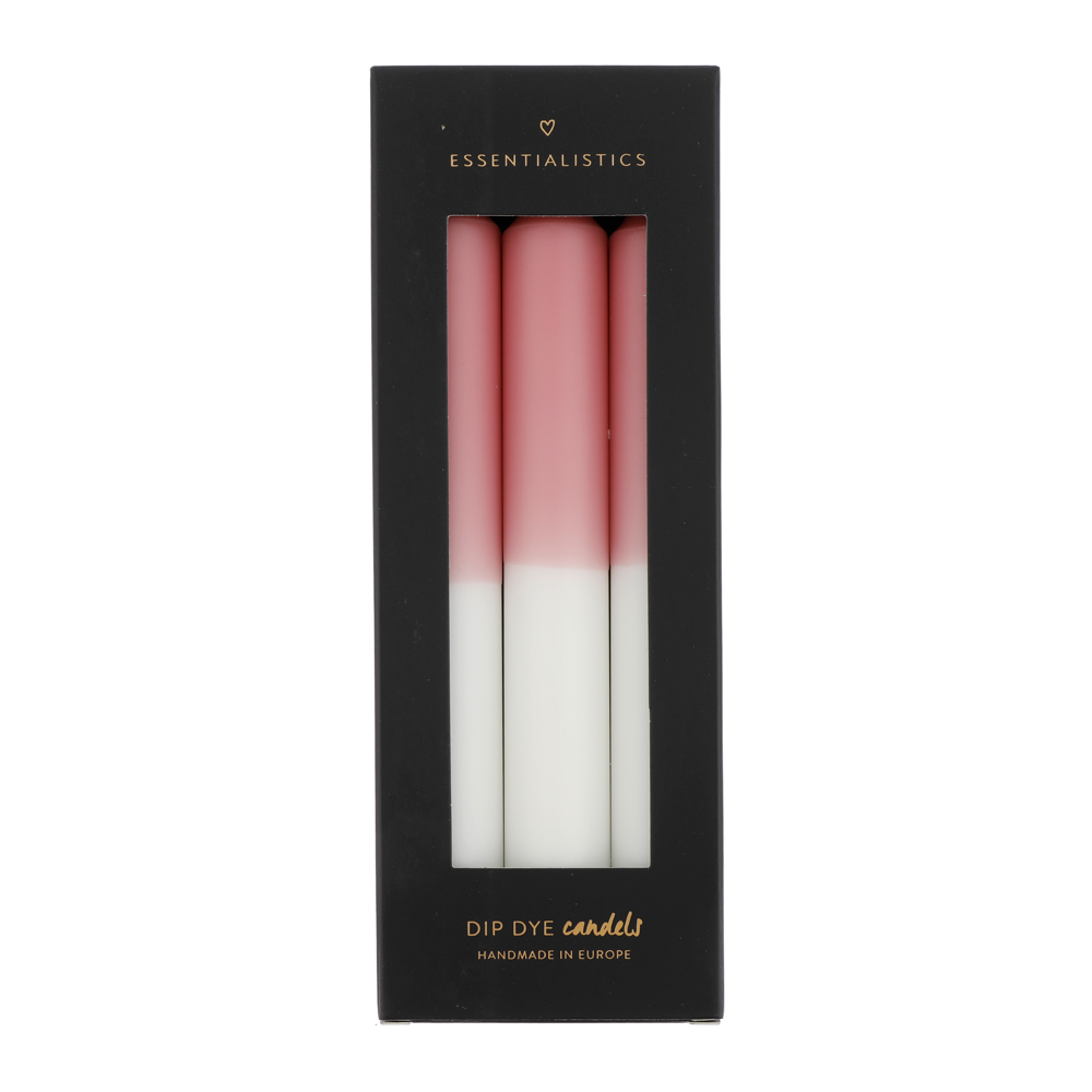 Dip dye dinner candle 3 pieces light pink white