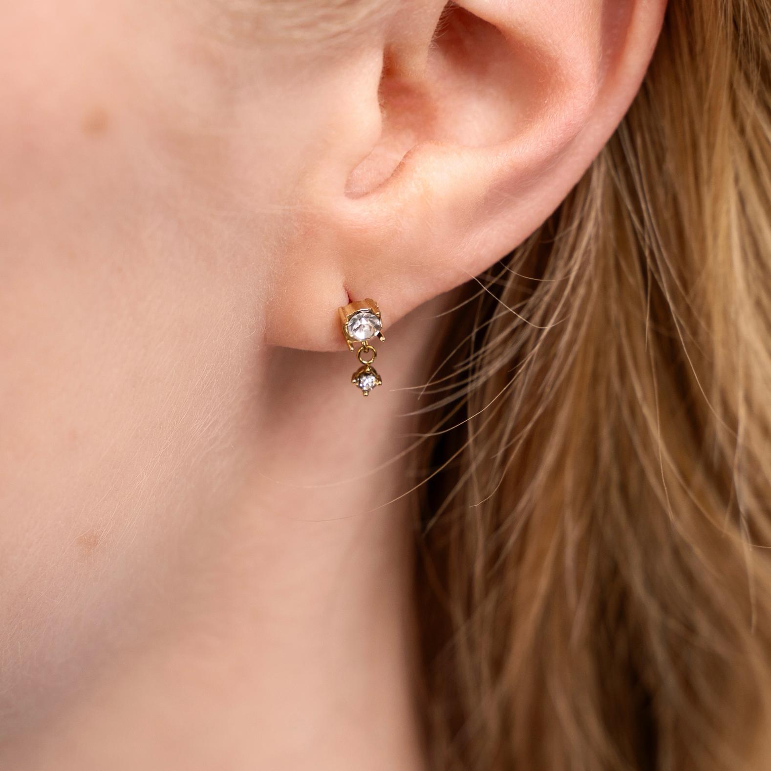 Stud earrings with charm stones