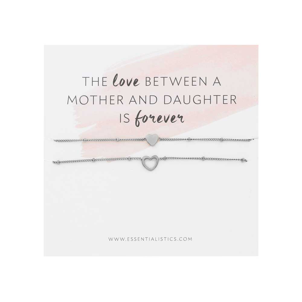 Bracelet set share - mother daughter - hearts - silver