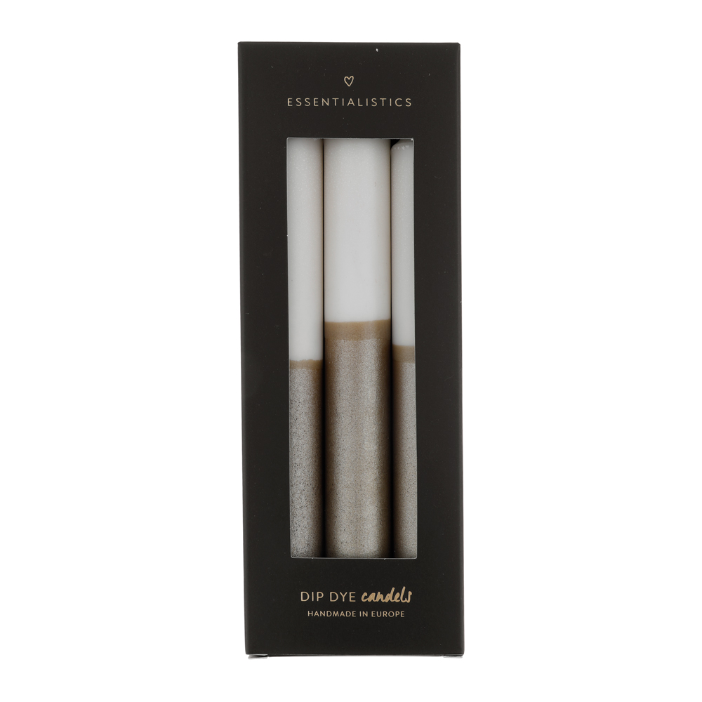 Dip dye dinner candle 3 pieces beige gold