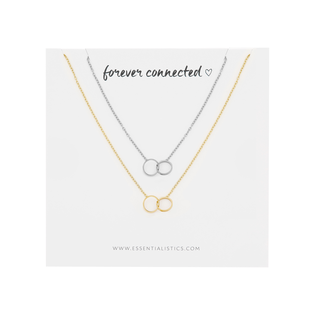 Necklace set share - Forever connected - rounds - silver and gold