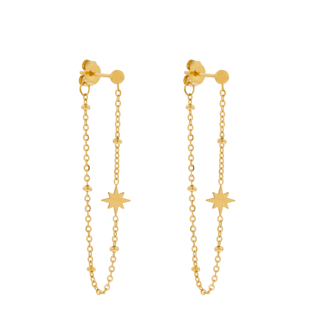 Stud earrings with chain northstar gold