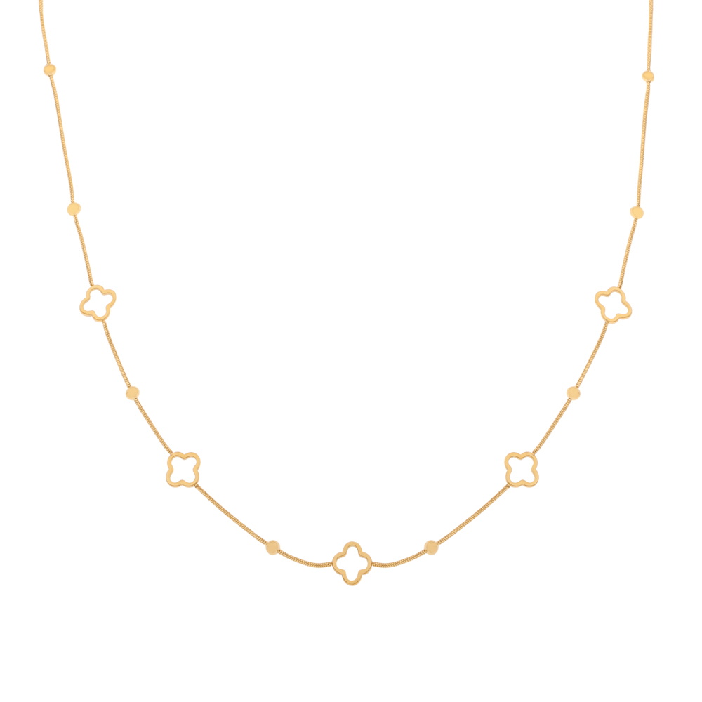 Ketting balletjes en klavertjes goud Ketting balletjes en klavertjes goud