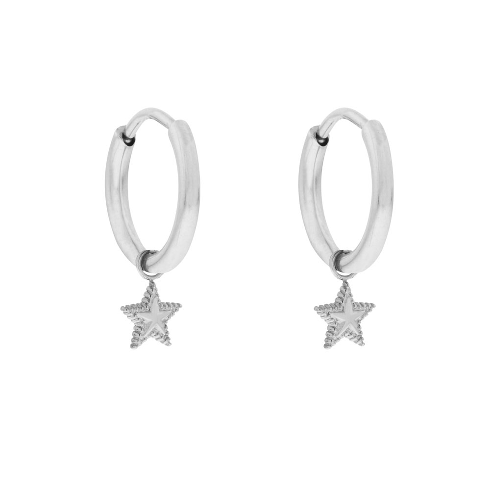 Earrings large with pendant dots star silver
