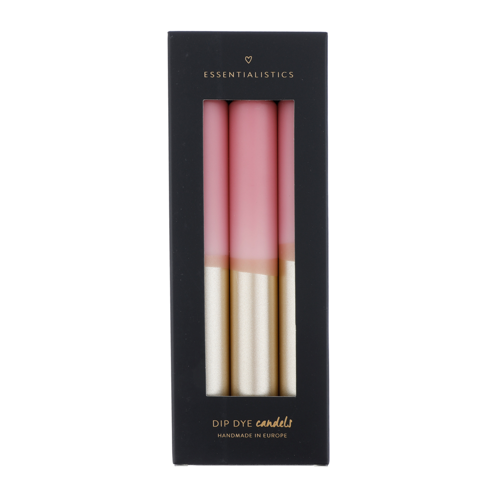 Dip dye dinner candle 3 pieces light pink champagne