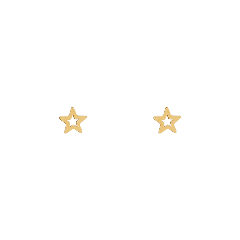 Stud earrings open star gold