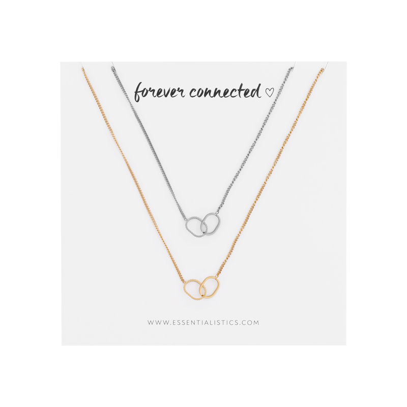Necklace set share - forever connected - ovals - silver and gold