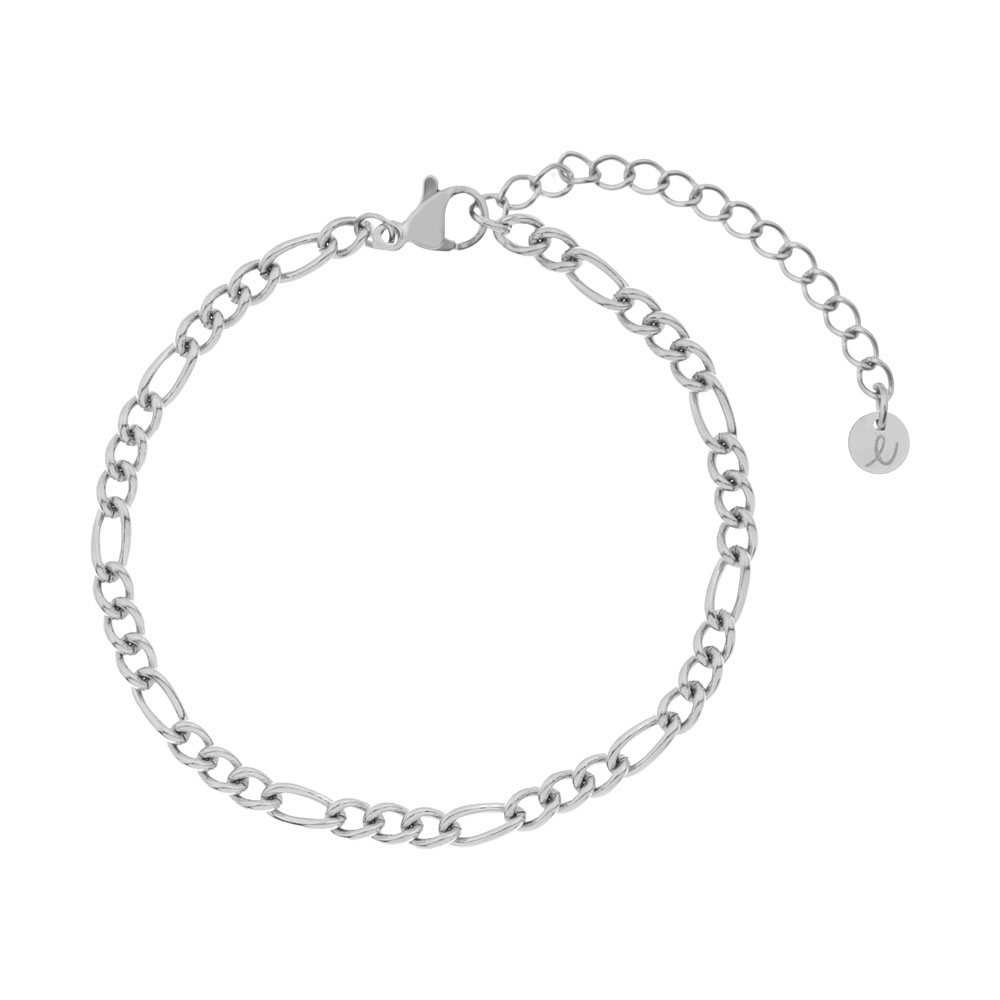 Bracelet basic open mixed chain silver