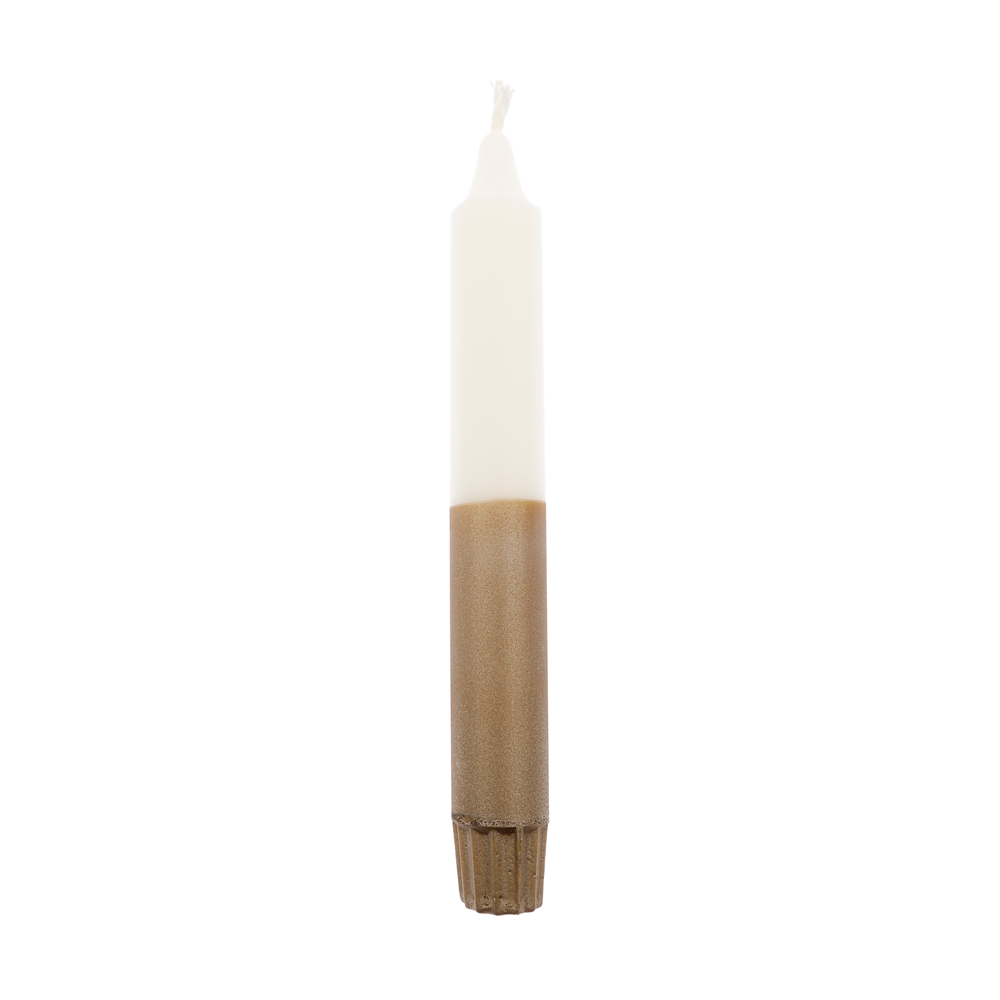 Dip dye dinner candle white gold