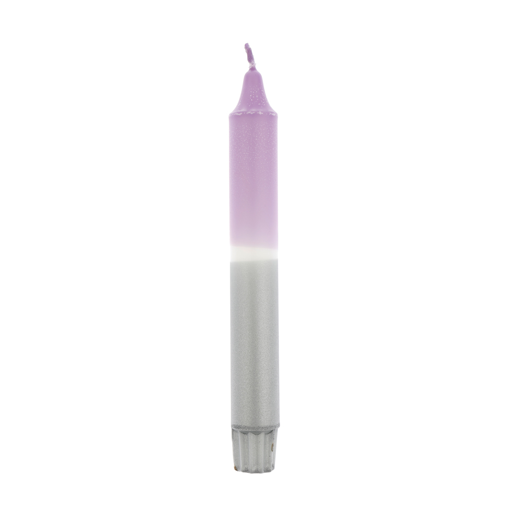 Dip dye dinner candle lilac white silver
