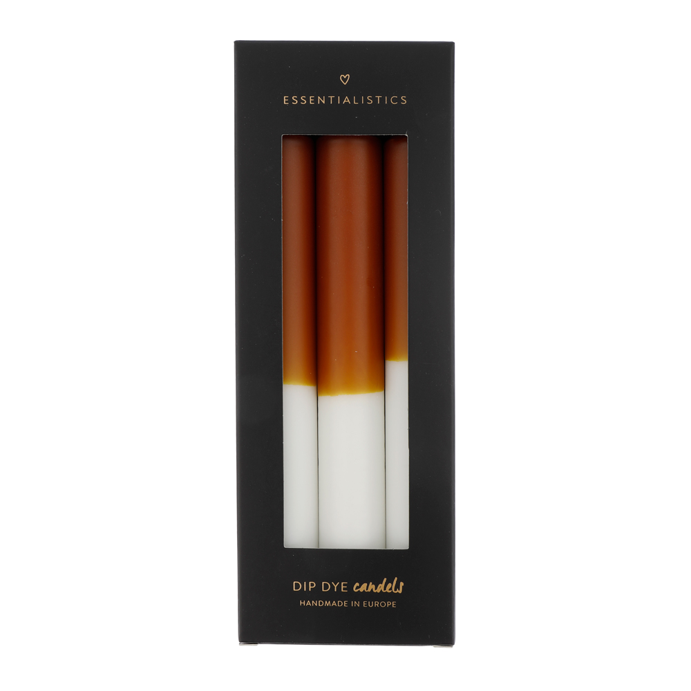 Dip dye dinner candle 3 pieces brown white