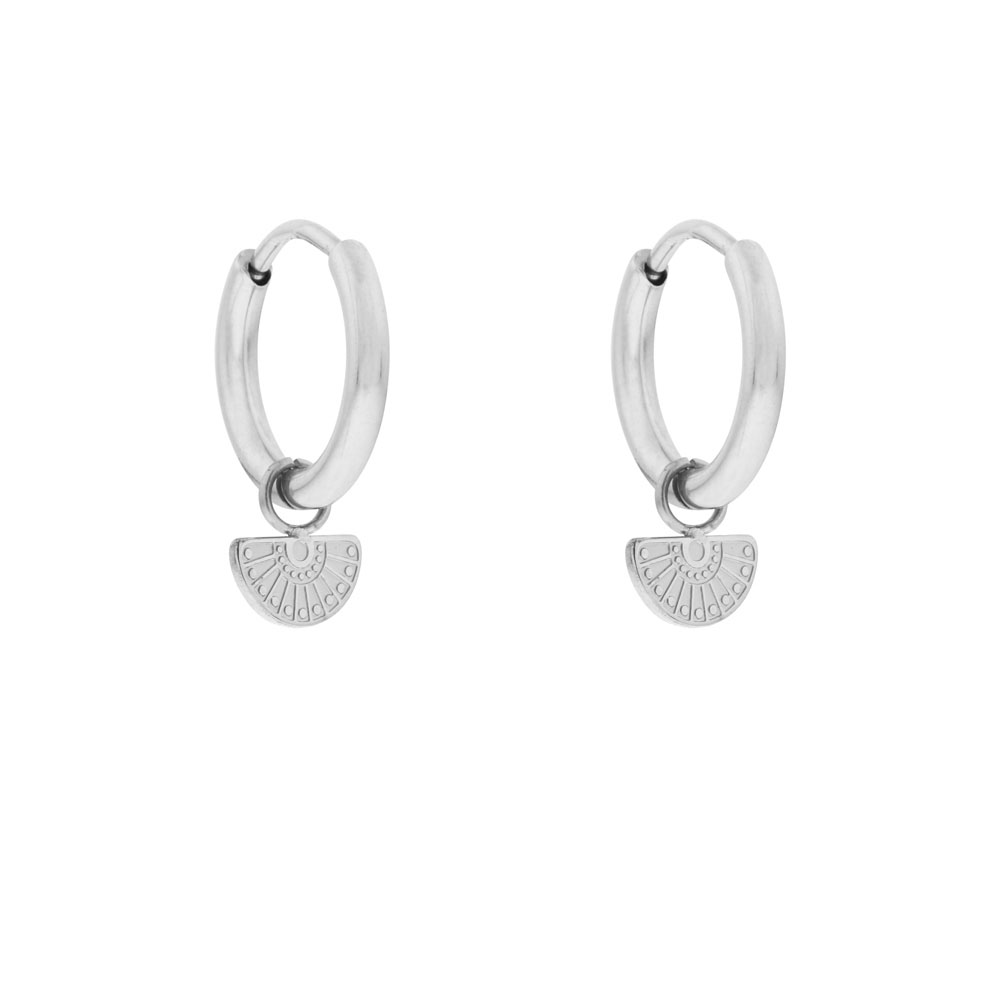Earrings small with pendant fan figure silver