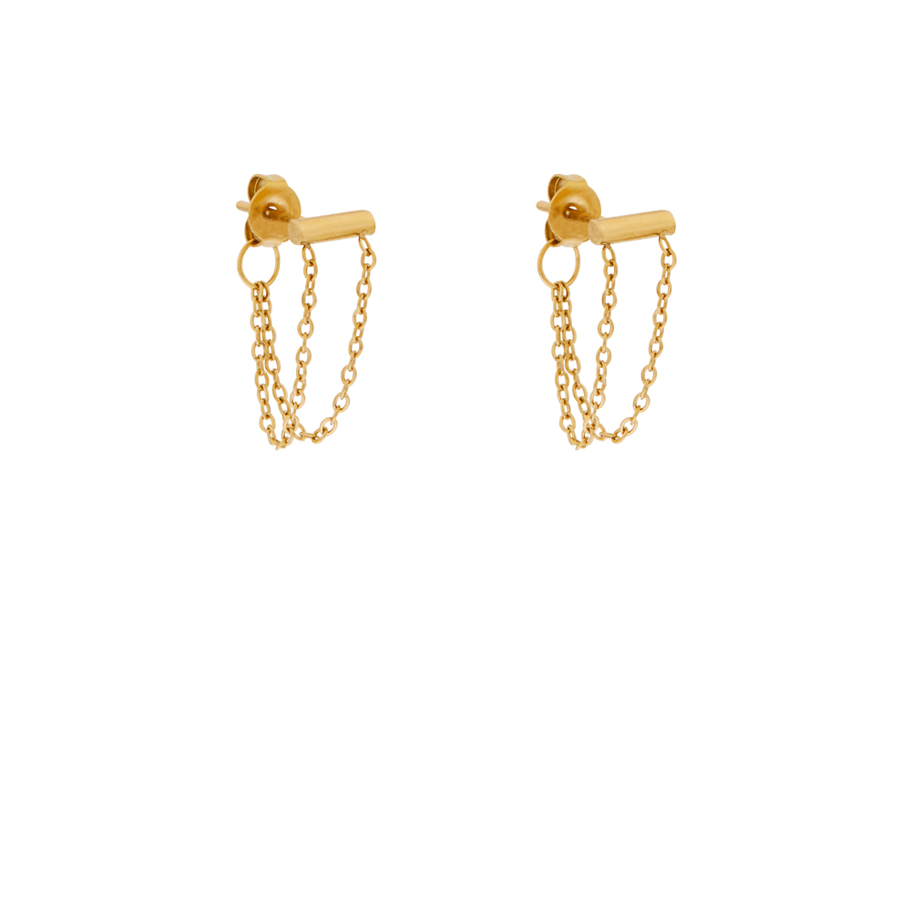 Stud earrings bar chain gold