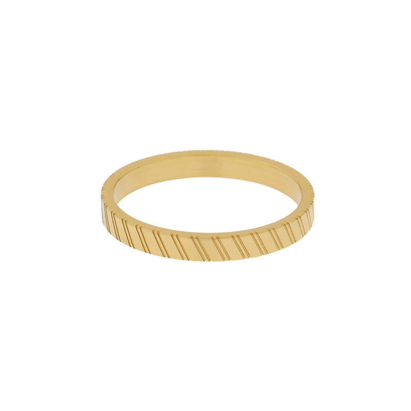 Ring fine tilted stripes gold