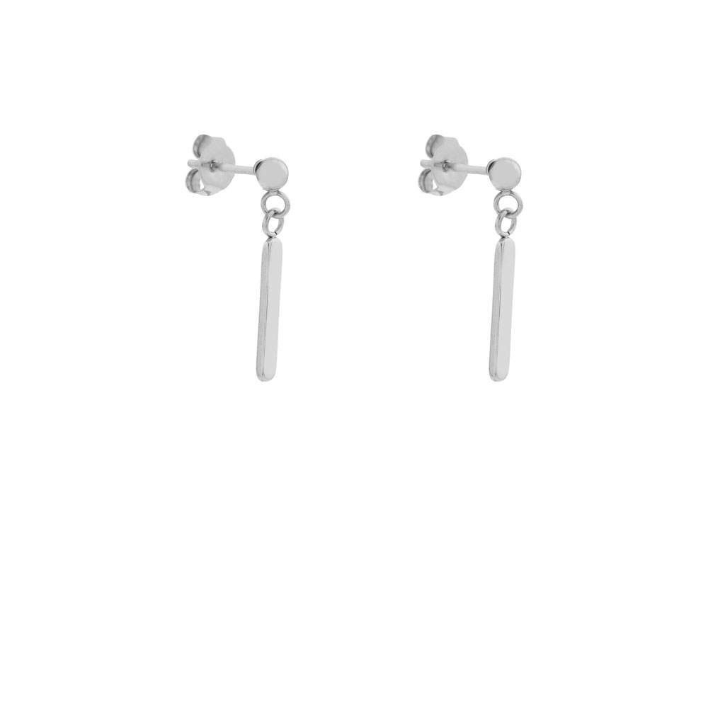 Stud earrings with charm bar silver