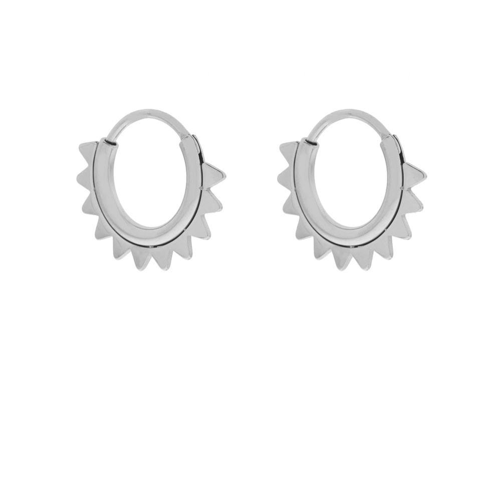 Earrings hoop spikes silver