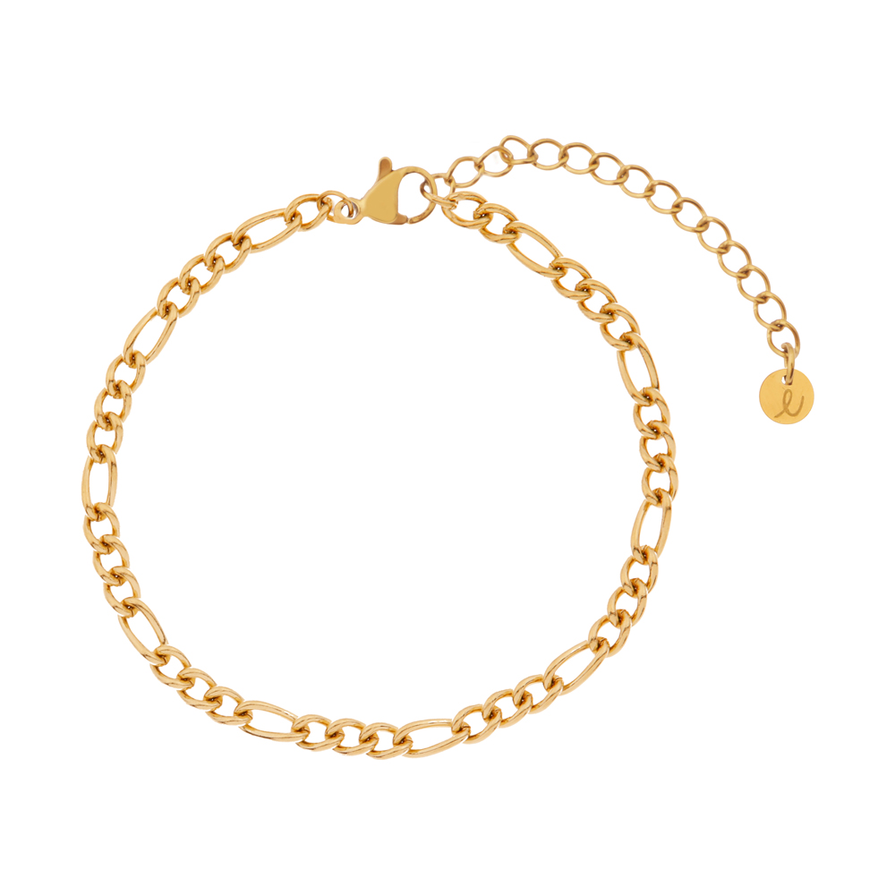 Bracelet basic open mixed chain gold