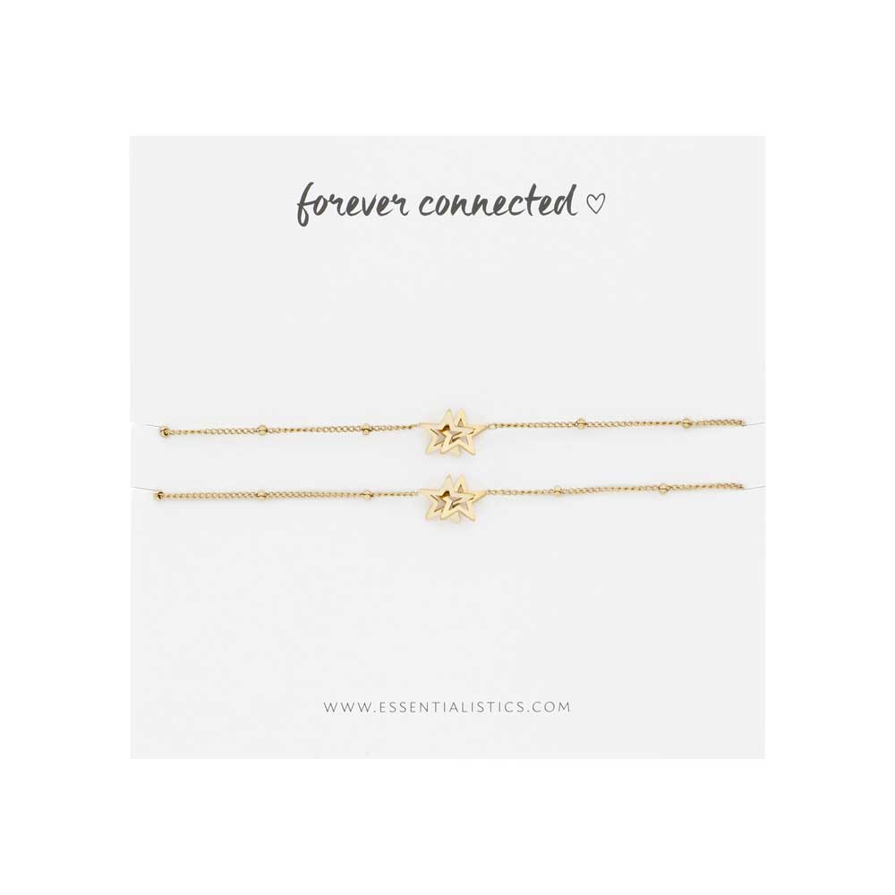 Bracelet set share - forever connected - stars - gold