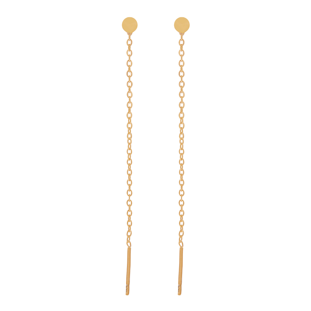 Stud threader earrings coin gold