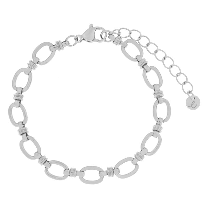 Bracelet basic linked ovals silver